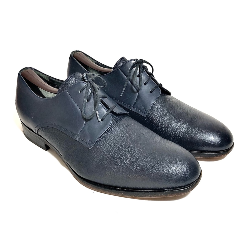 LANVIN Navy Blue Leather Derby